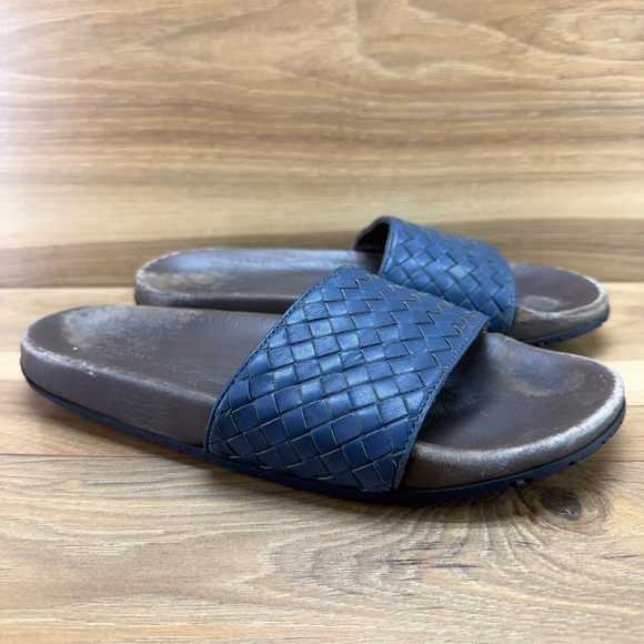 Bottega Veneta Intrecciato Slide Sandals Mens 8 EU 41 Blue Brown Travel Resort main image 10